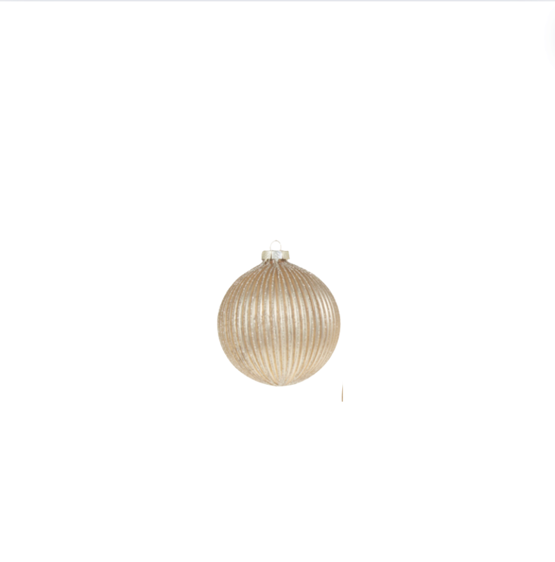 4" Champagne Glitter Ribbed Ornament