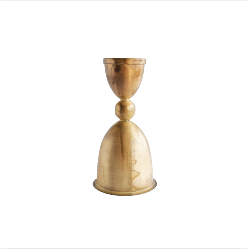 Metal Taper Holder, Distressed Brass Finish