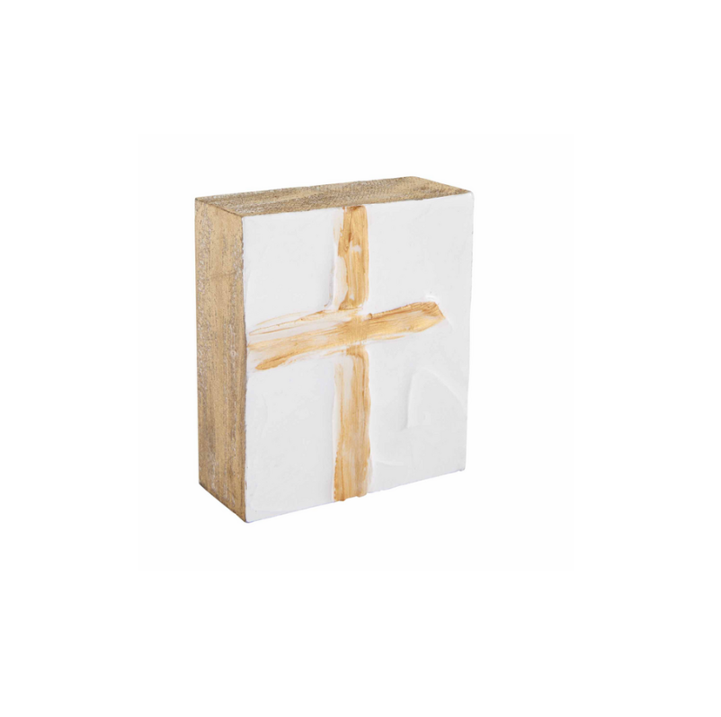 Square Cross Plaque- Gold and Silver