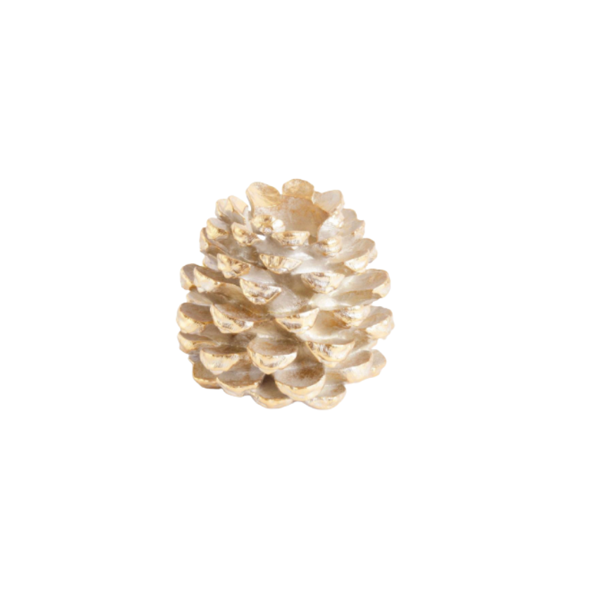 Antique Gold Pinecone Pillar Candleholder