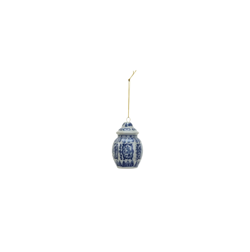 Stoneware Blue and White Ginger Jar Ornament