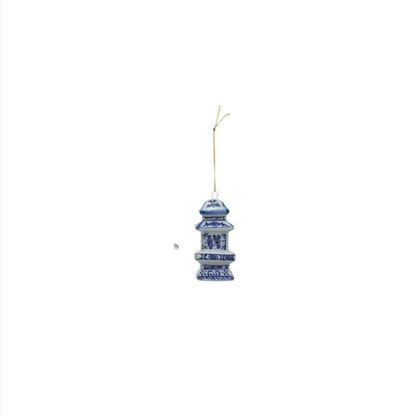 Stoneware Blue and White Ginger Jar Ornament