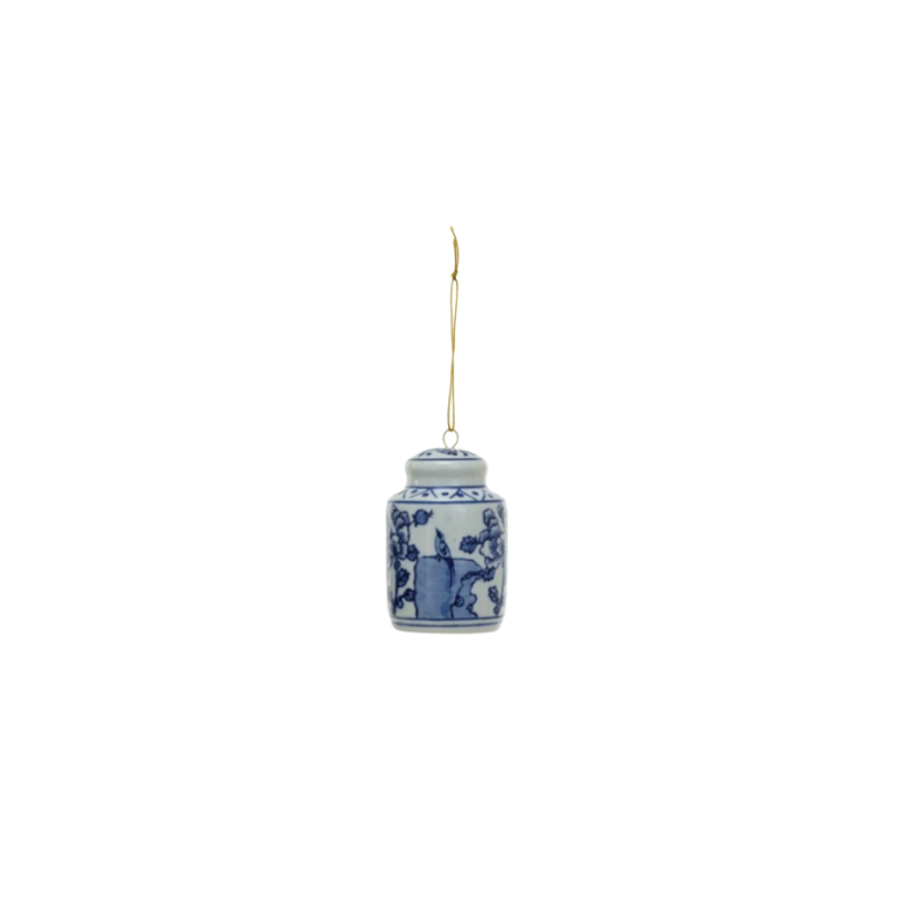 Stoneware Blue and White Ginger Jar Ornament