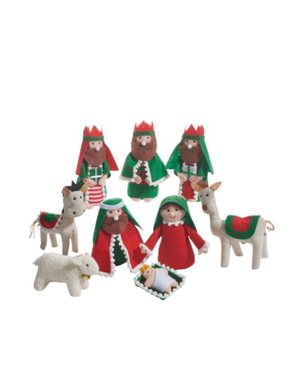 Red and Green Plush Nativity