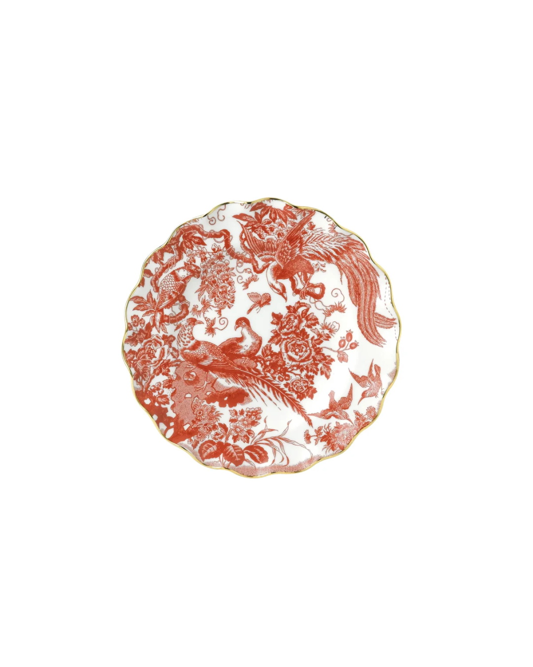 Aves Red- Fluted Dessert Plate