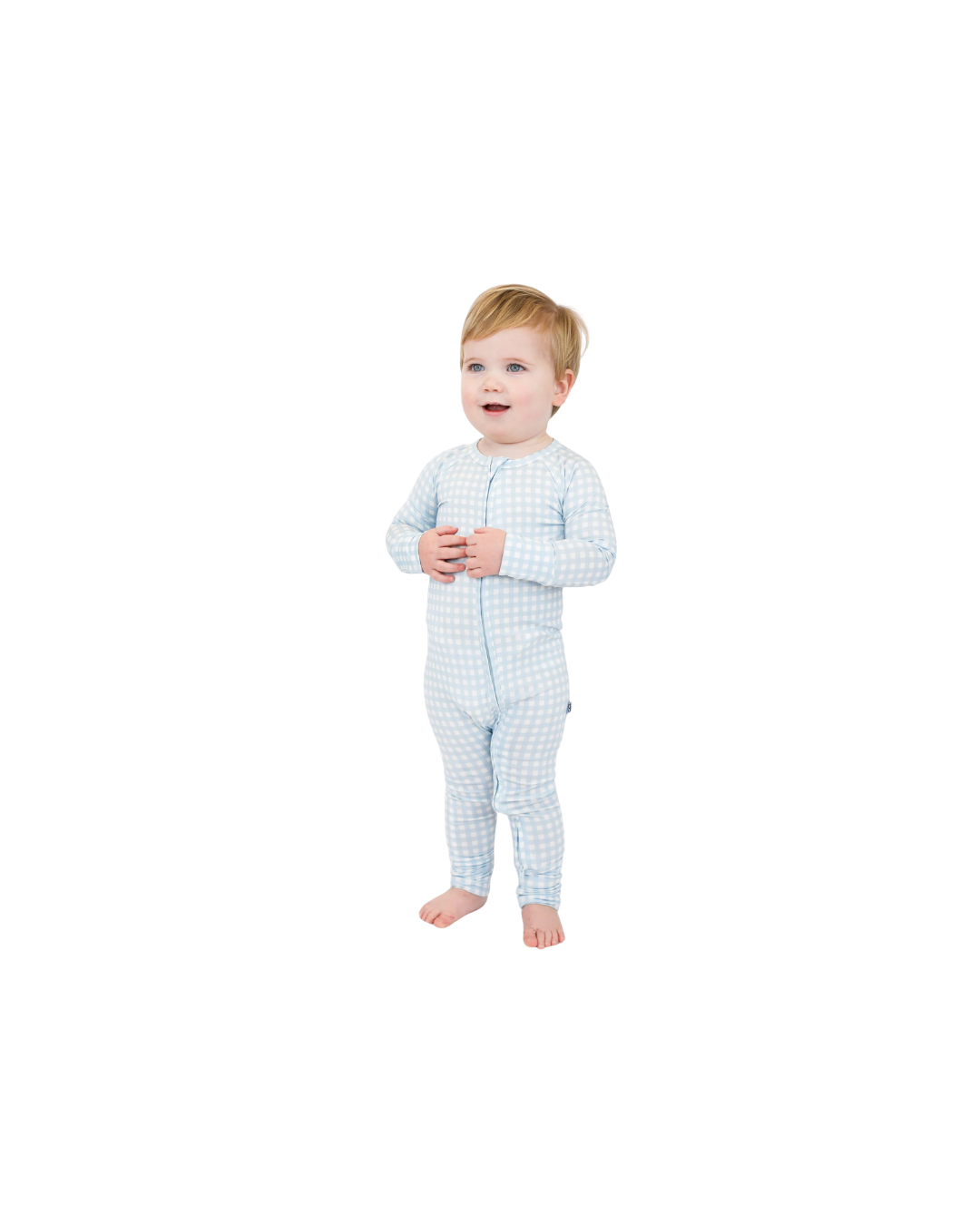 Goosies Gingham In Cottage Blue L/S Zip PJ