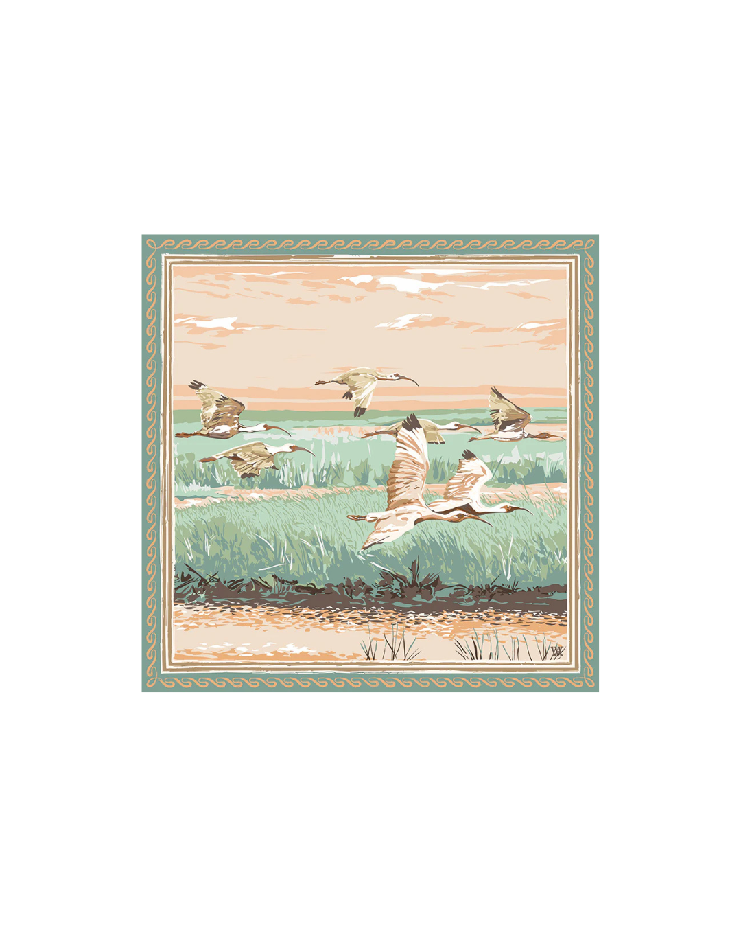 Austin Williams Peach Marsh Flyer Silk Scarf