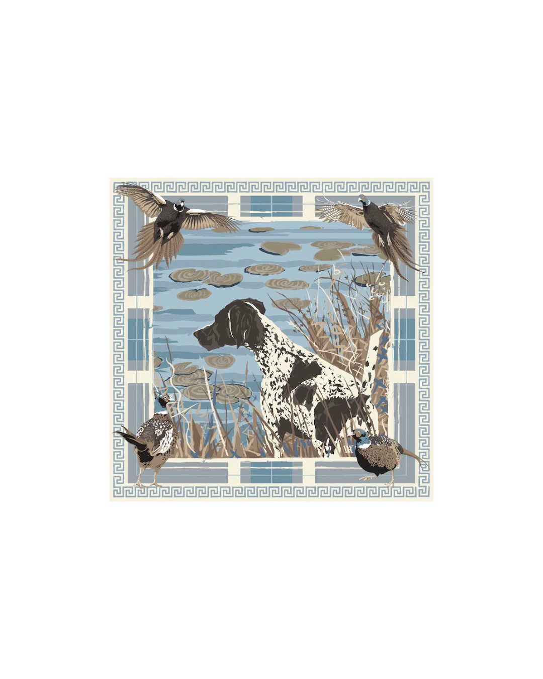 Austin Williams Light Blue Pheasant Watch Silk Scarf