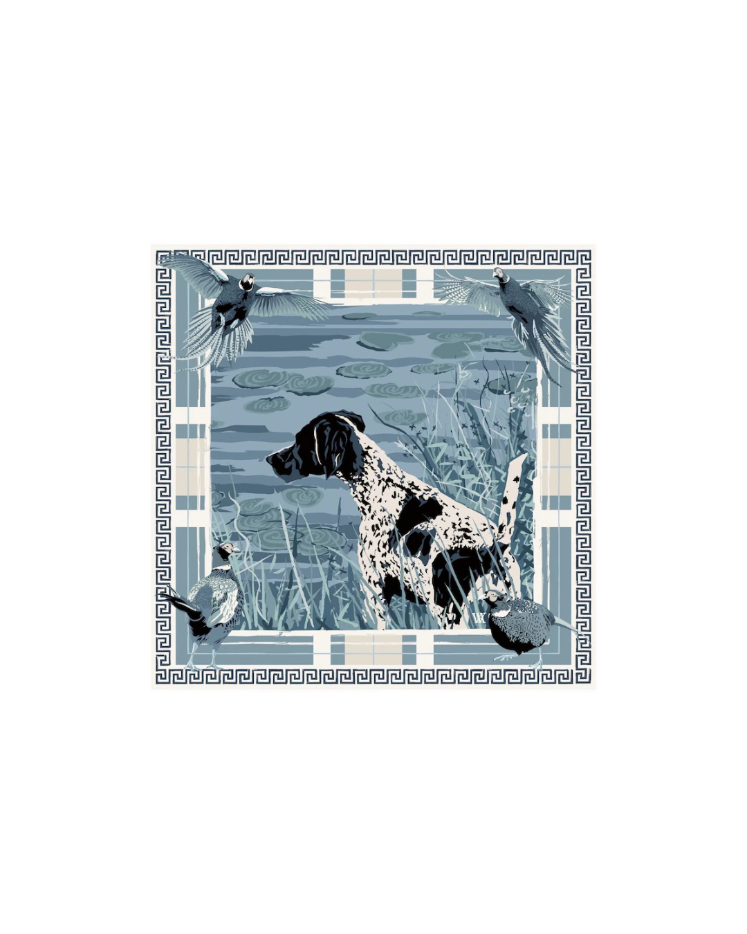 Austin Williams Light Blue Monochromatic Pheasant Watch Silk Scarf