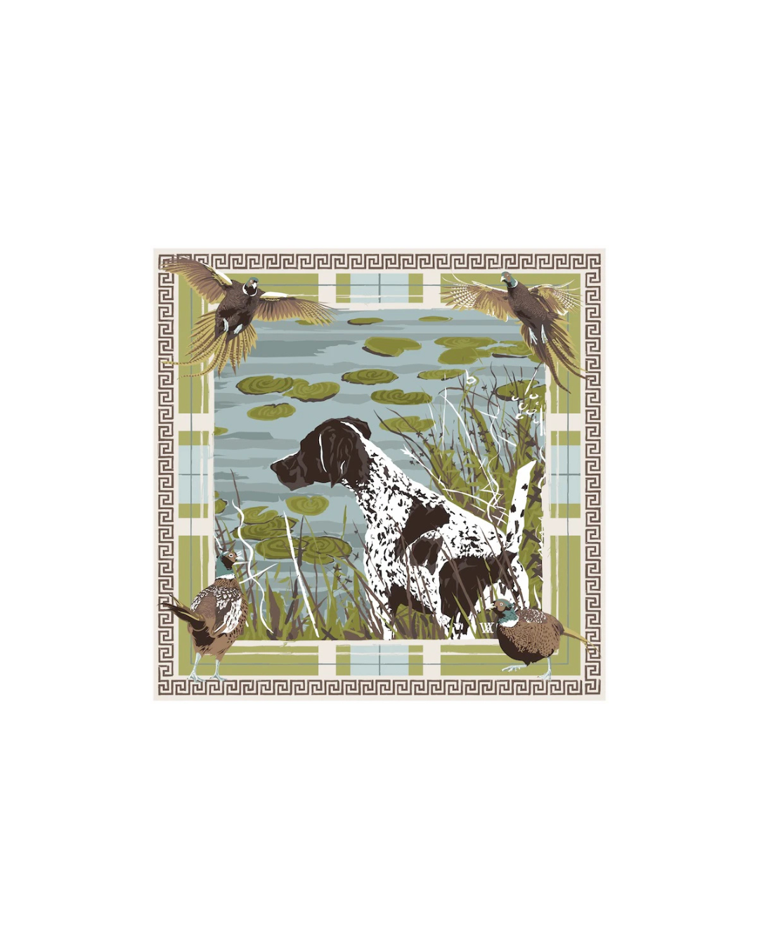 Austin Williams Olive Pheasant Watch Silk Scarf