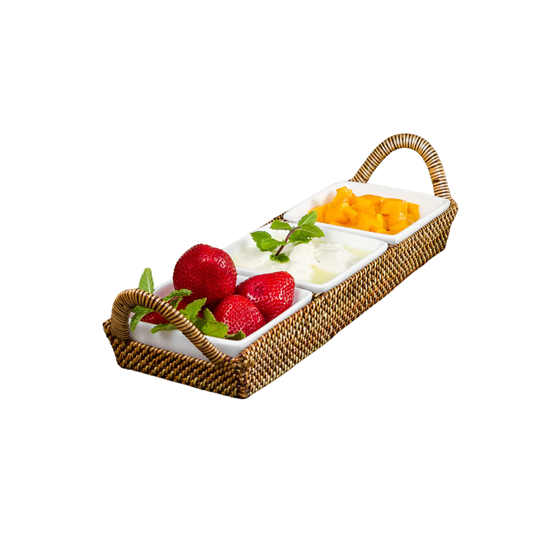 Calaisio Sectional Server with 3 Porcelain Dishes