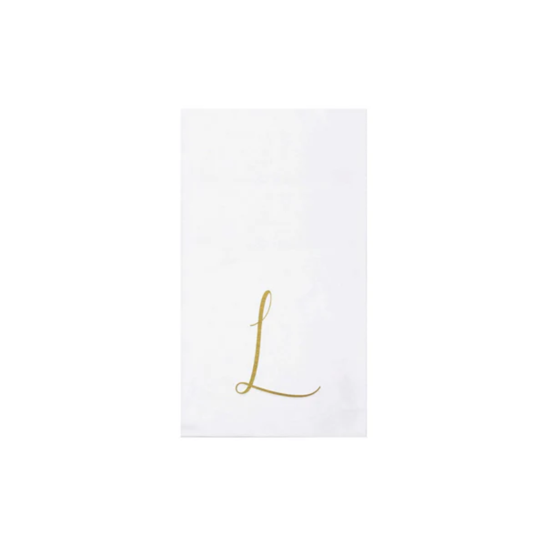 Vietri Papersoft Gold Monogram Guest Towels