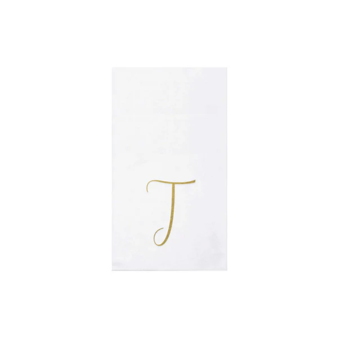 Vietri Papersoft Gold Monogram Guest Towels