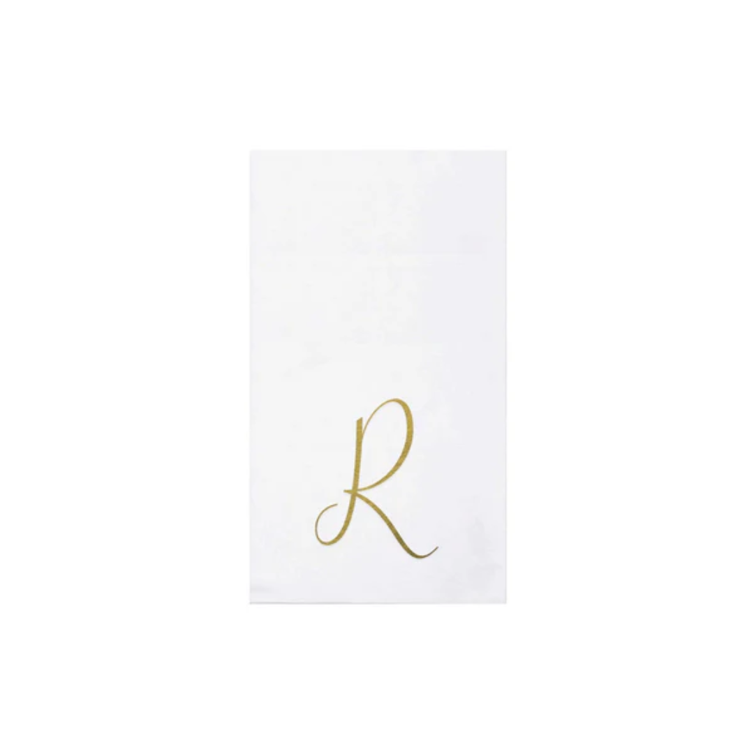 Vietri Papersoft Gold Monogram Guest Towels
