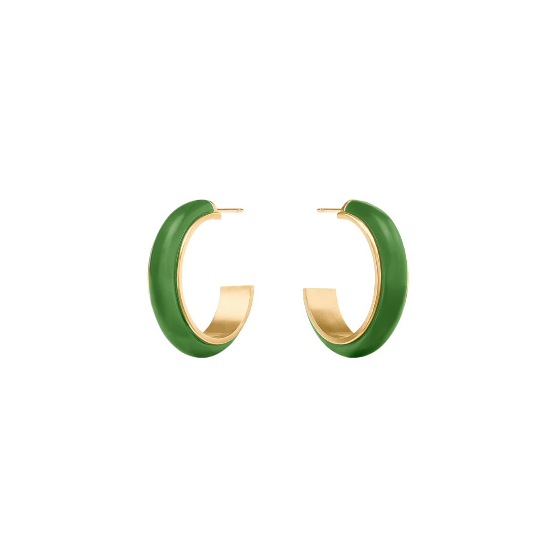 Julie Vos Carnaby Hoop- Gold and Acrylic- Palmetto Green