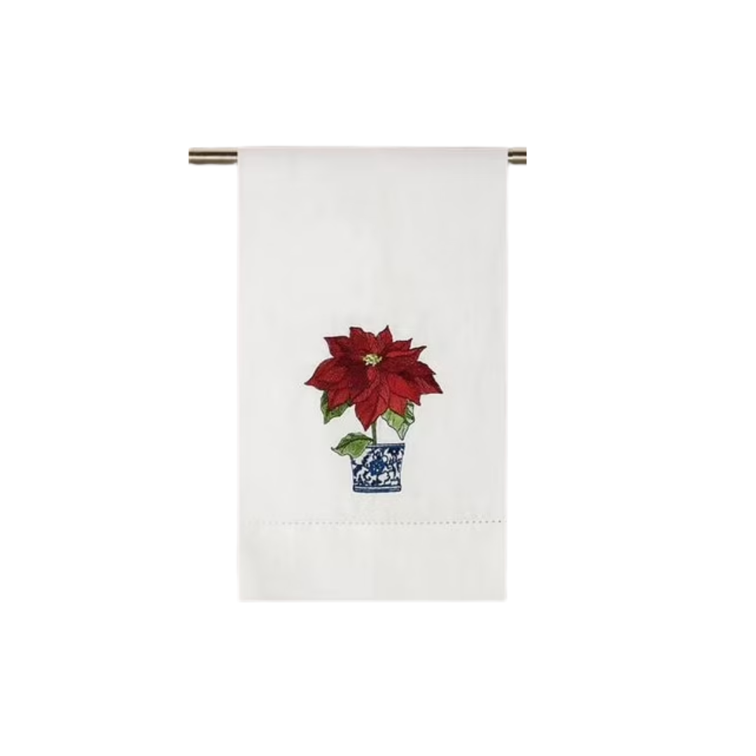 Holiday Chinoiserie Embroidered Kitchen Towel