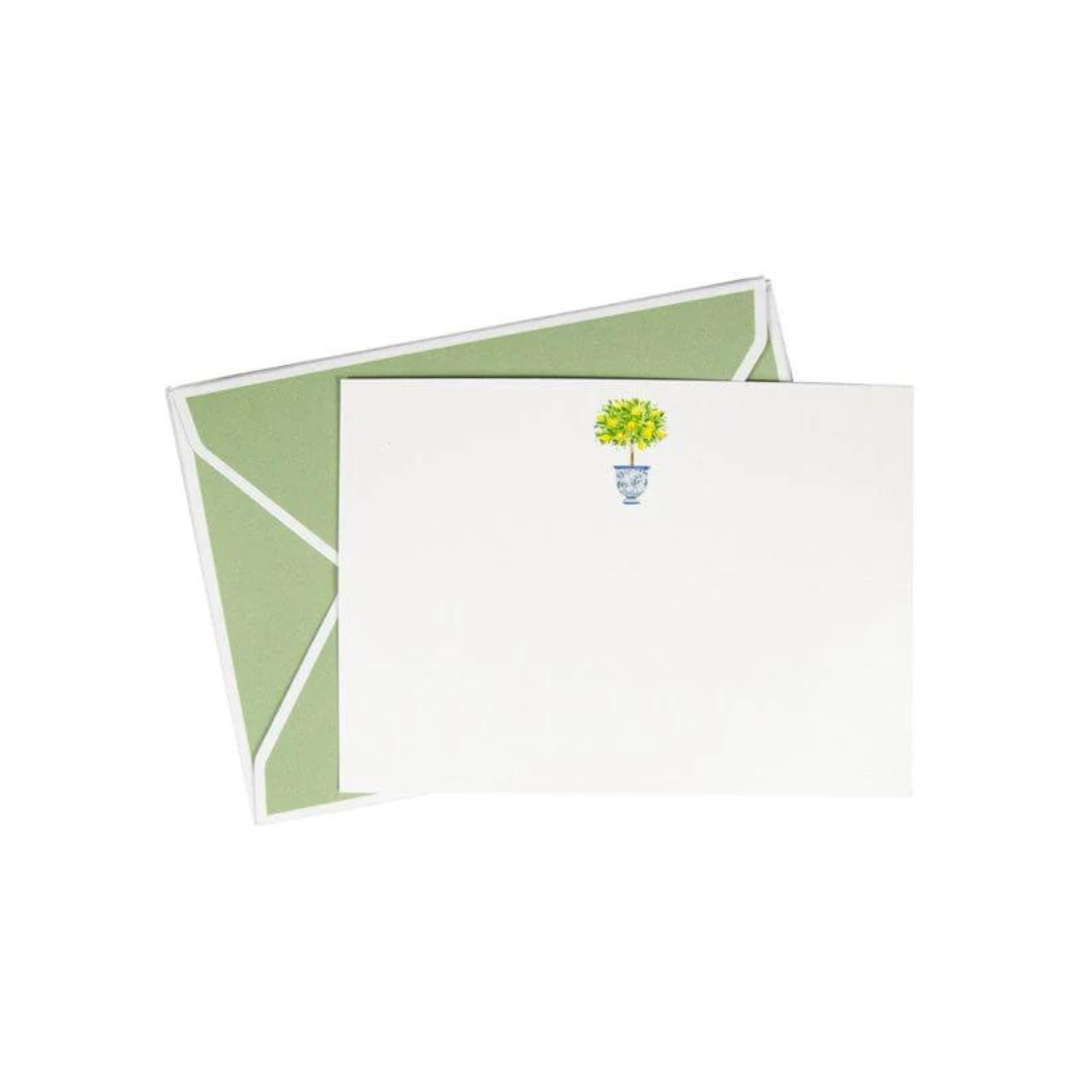Caspari Lemon Topiary Correspondence Cards