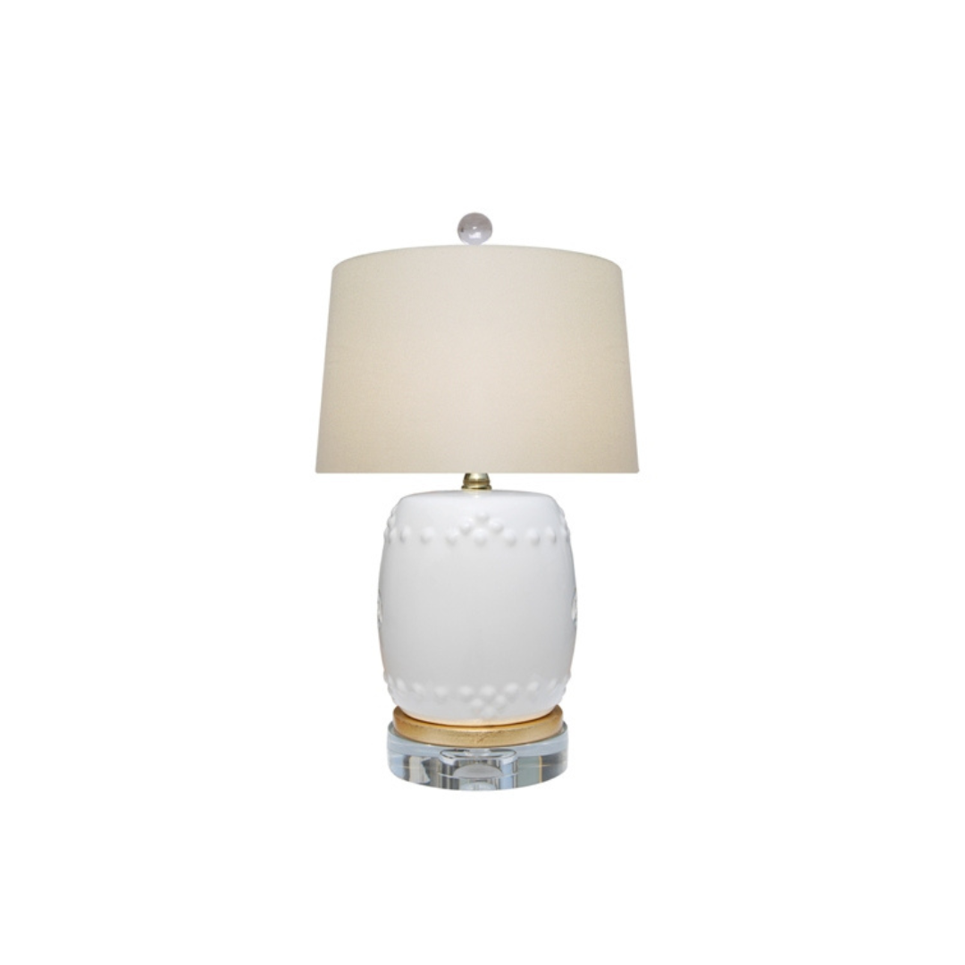 Porcelain Cream White Stool Lamp