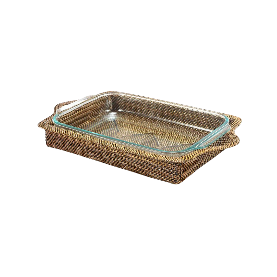 Rectangular Casserole Basket with Pyrex, 3 Qt Baker