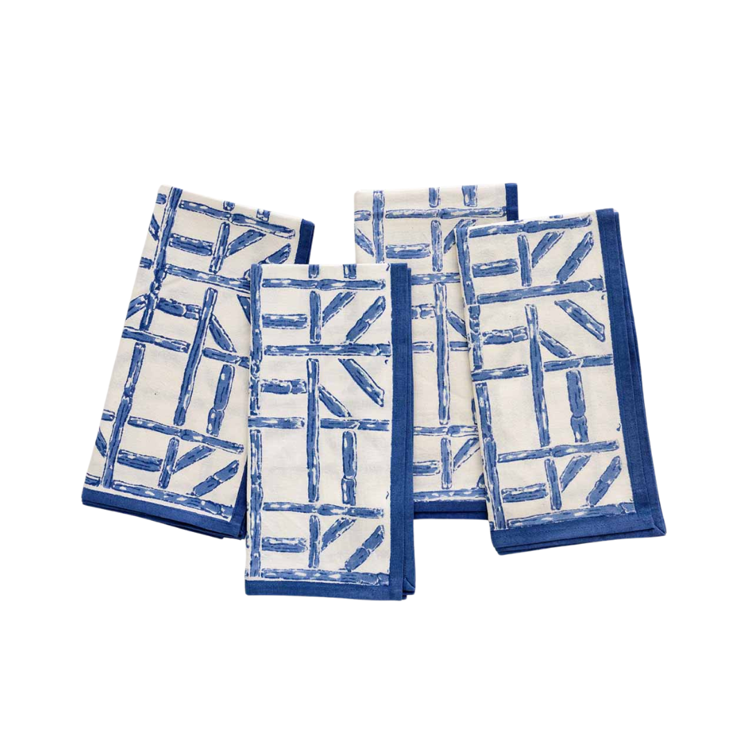 Pomegranate Blue Bamboo Napkin Set of 4