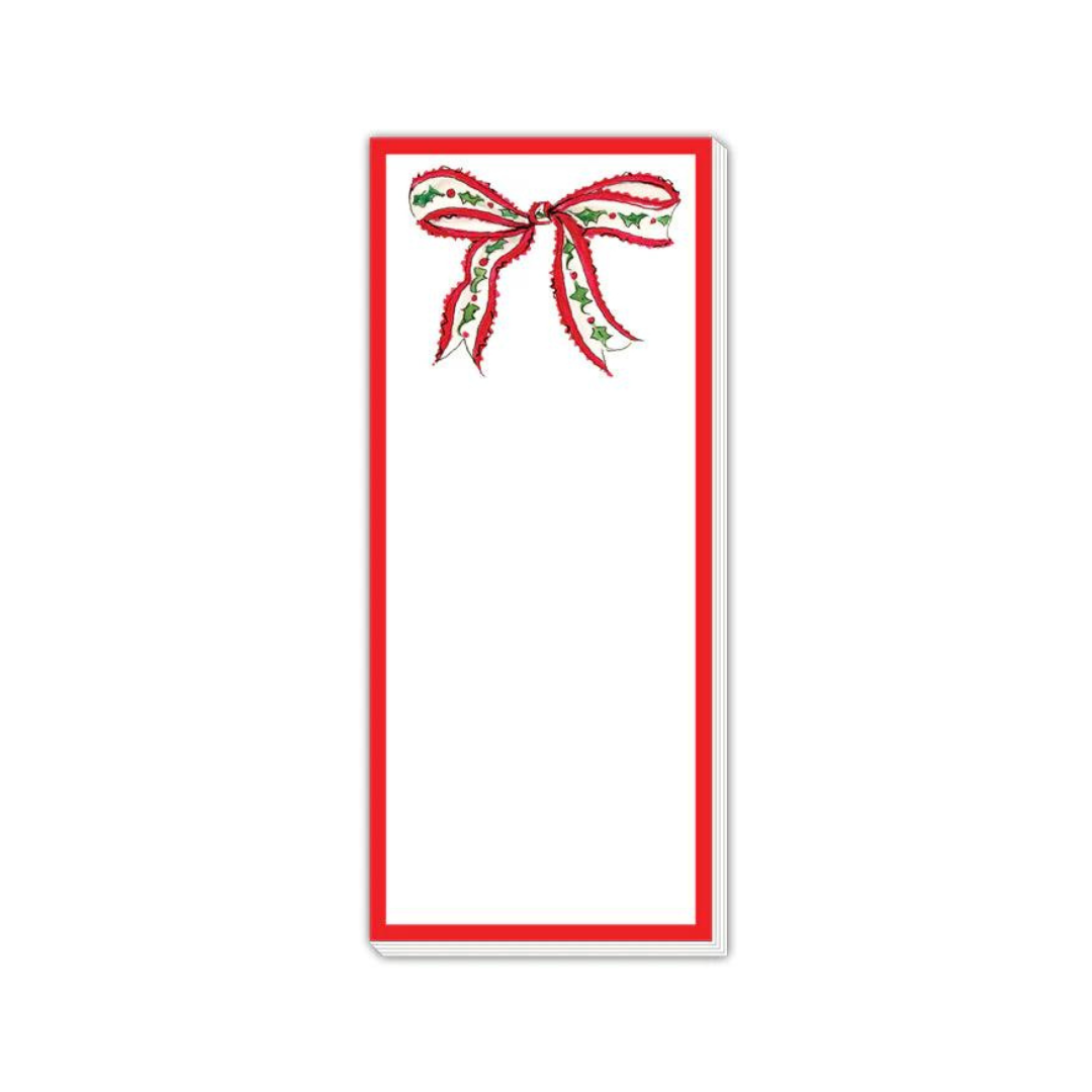 Red Christmas Bow Skinny Notepad