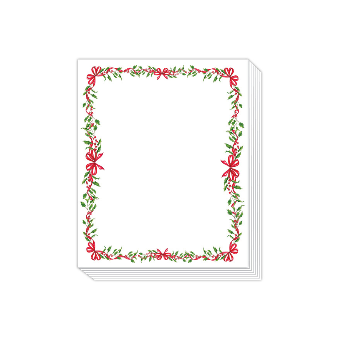 Holly with Red Bows Border Short Stack Pad