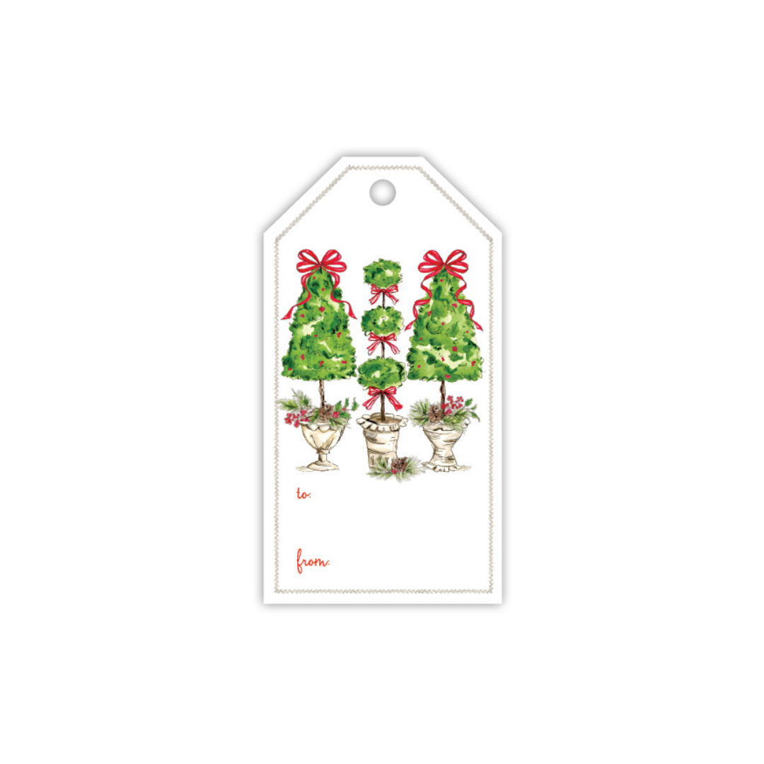 Topiary Trio with Red Bows Gift Tags