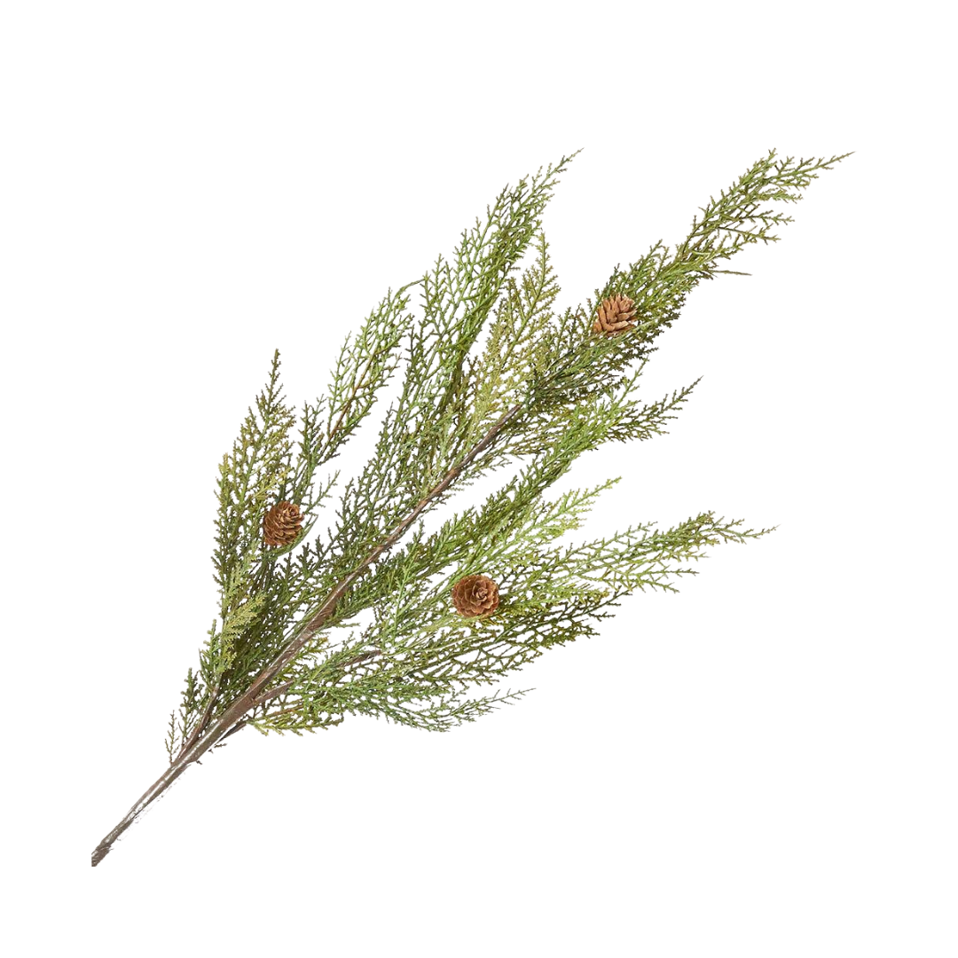 37" Cypress Pine Stem with Mini Pinecones