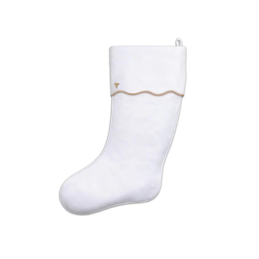 Fig and Dove Gold Scallop Christmas Stocking