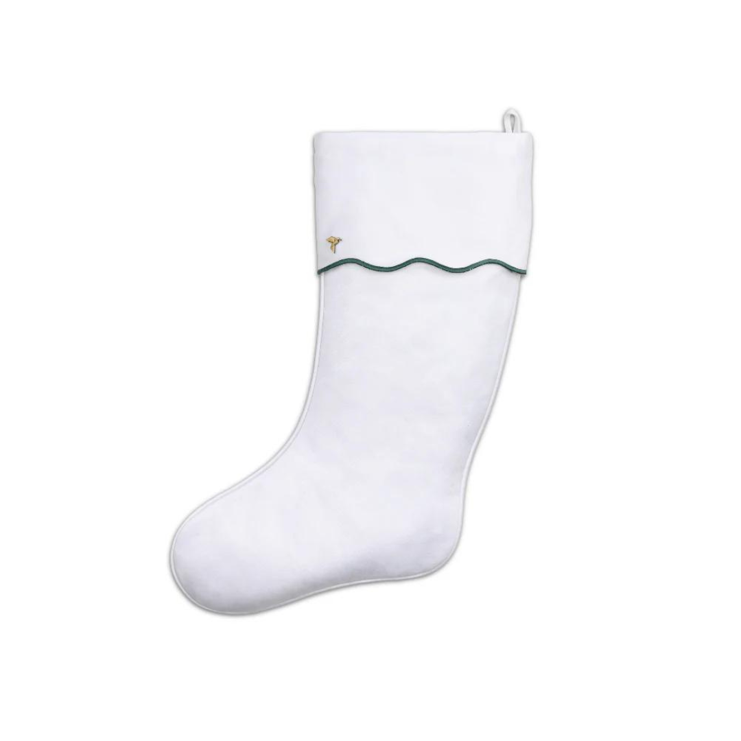 Fig and Dove Green Scallop Christmas Stocking