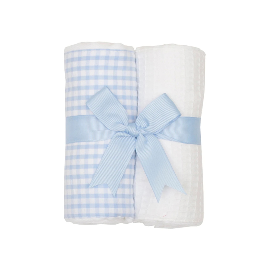 Blue Check Set of Two Burp Cloths