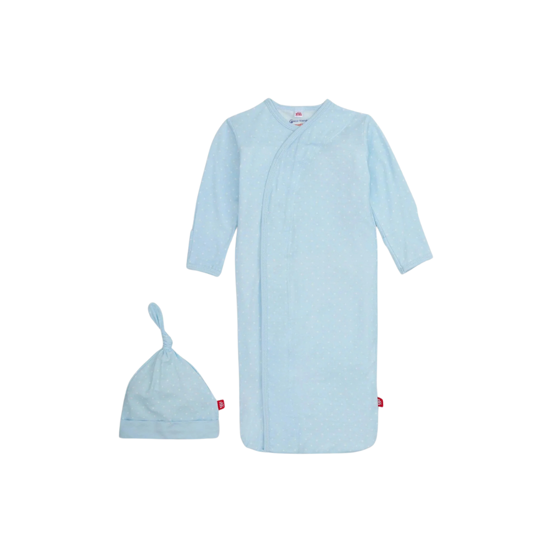 Magnetic Me Pin Dot Blue Modal Magnetic Cozy Sleeper Gown + Hat Set