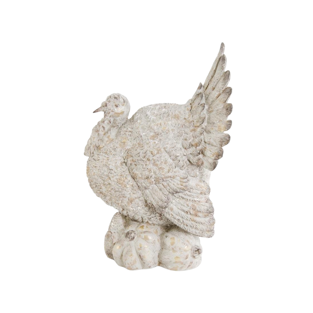 Tan Distressed Resin Turkey on Pumpkins