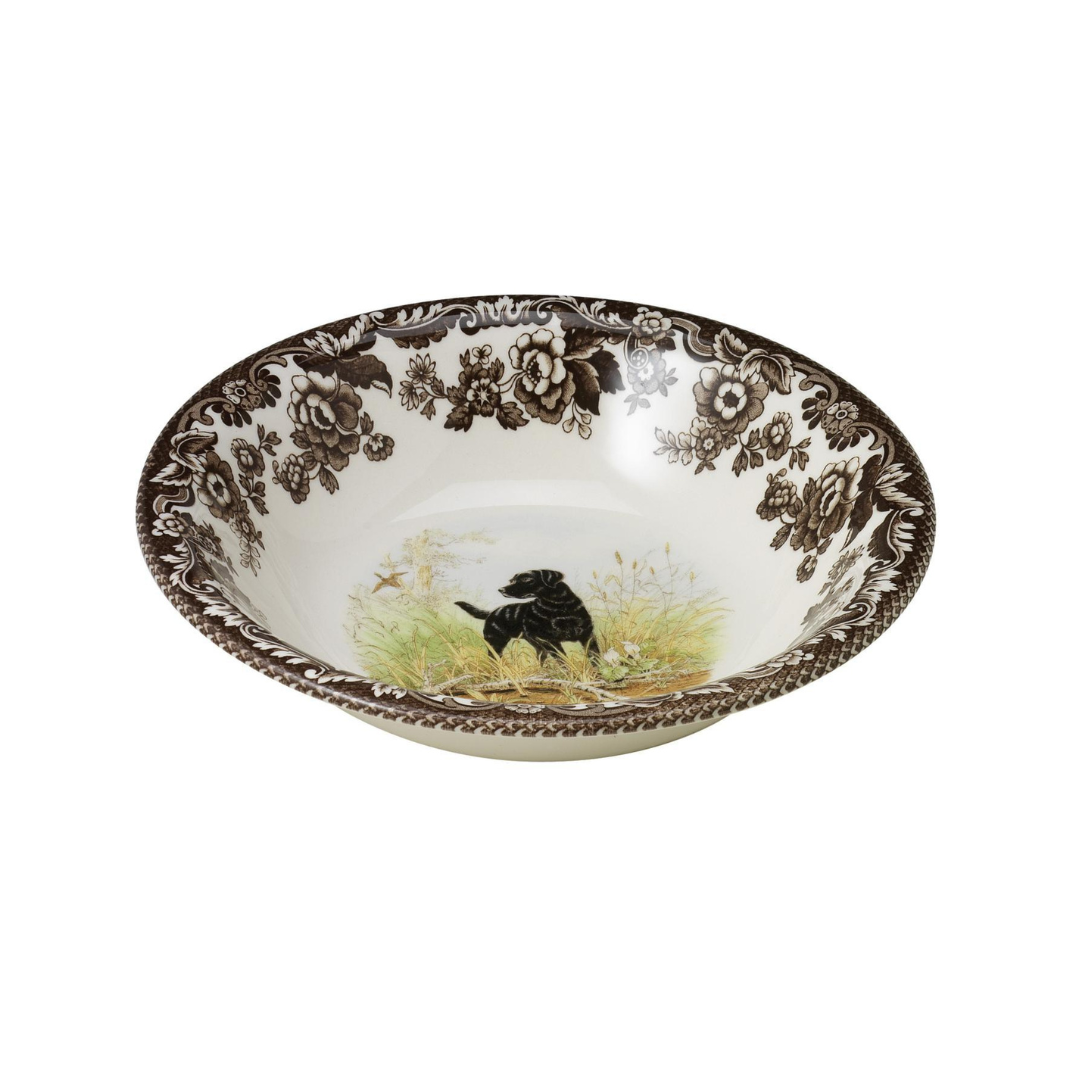 Spode Ascot Black Labrador Retriever Cereal Bowl 8"