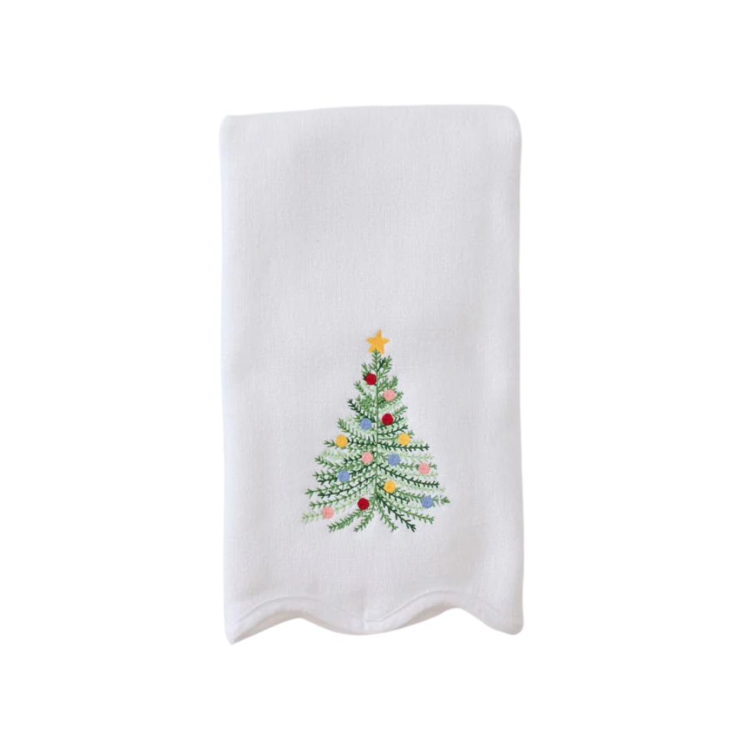 Weezie Holiday Tree Scallop Powder Bath Towel