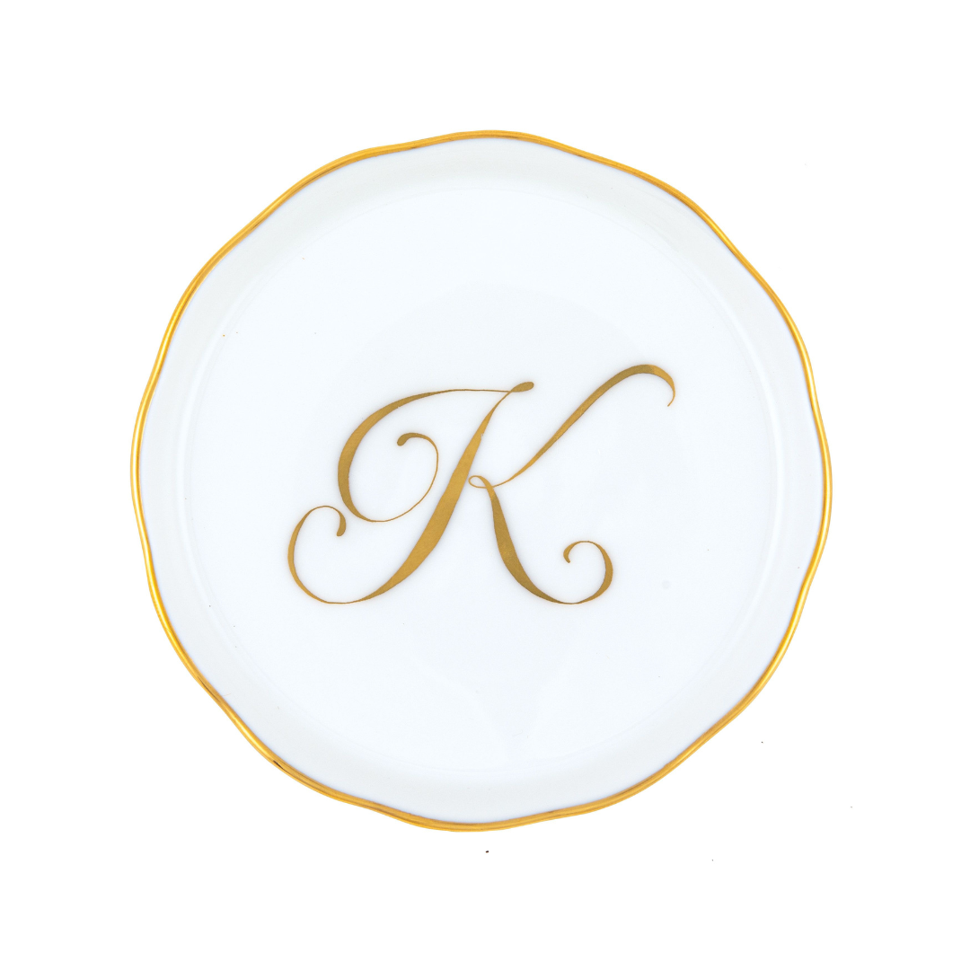 Herend Coaster with Monogram - K