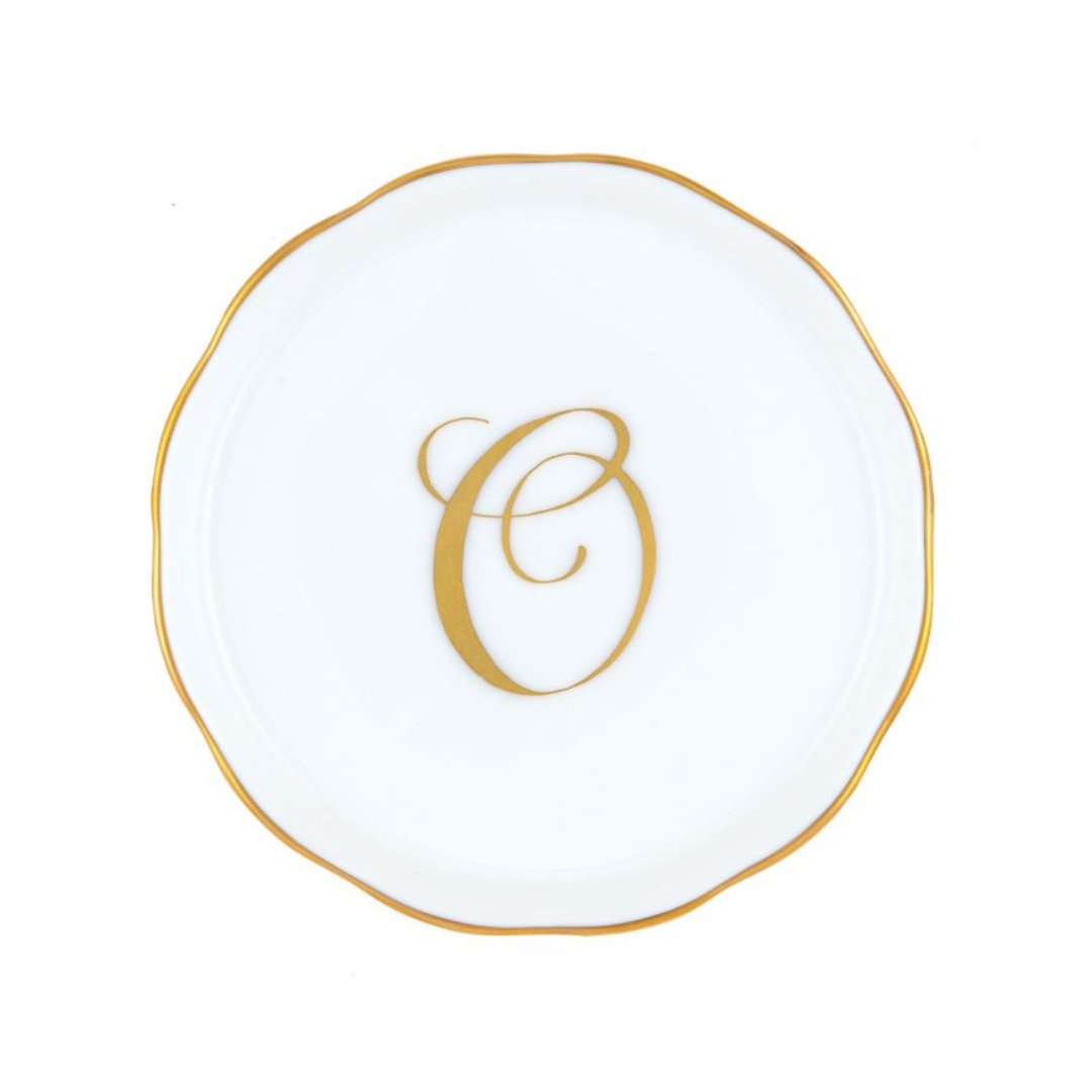 Herend Coaster with Monogram - O