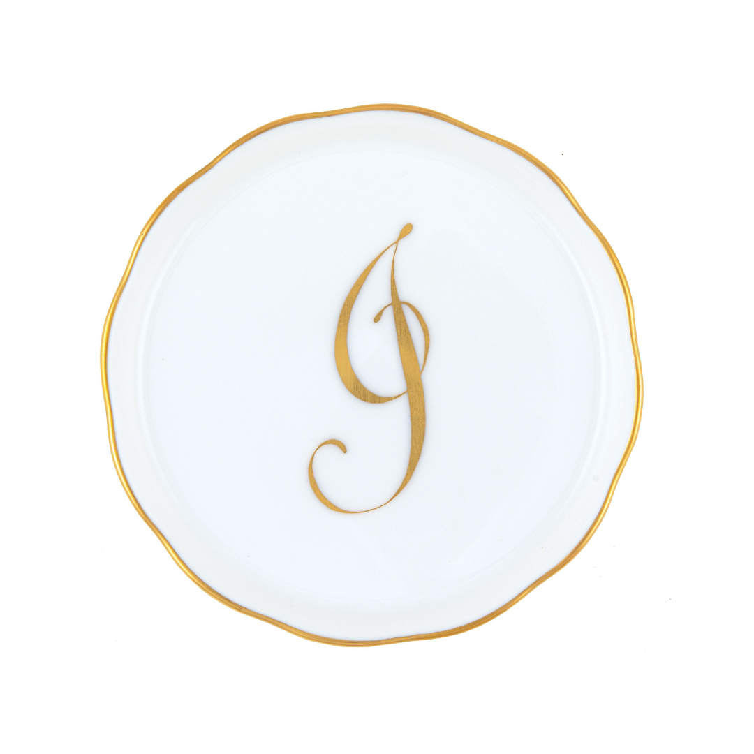 Herend Coaster with Monogram - J