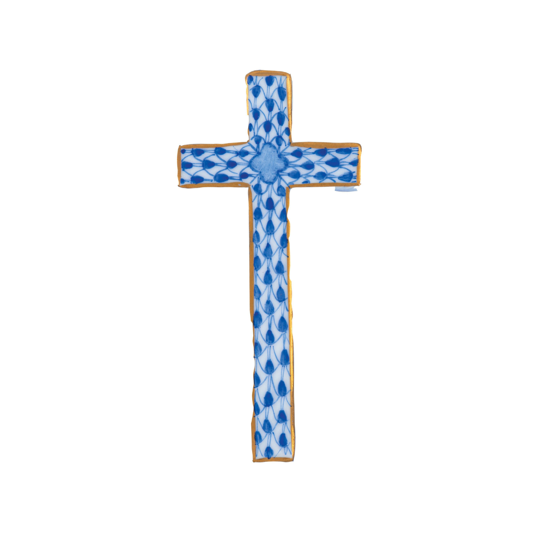 Herend Miniature Cross - Sapphire Blue