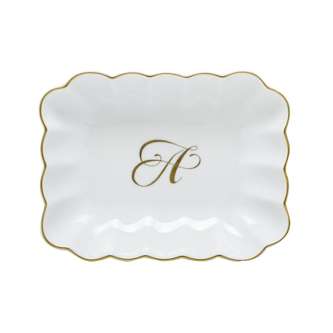 Herend Oblong Dish with Monogram - A
