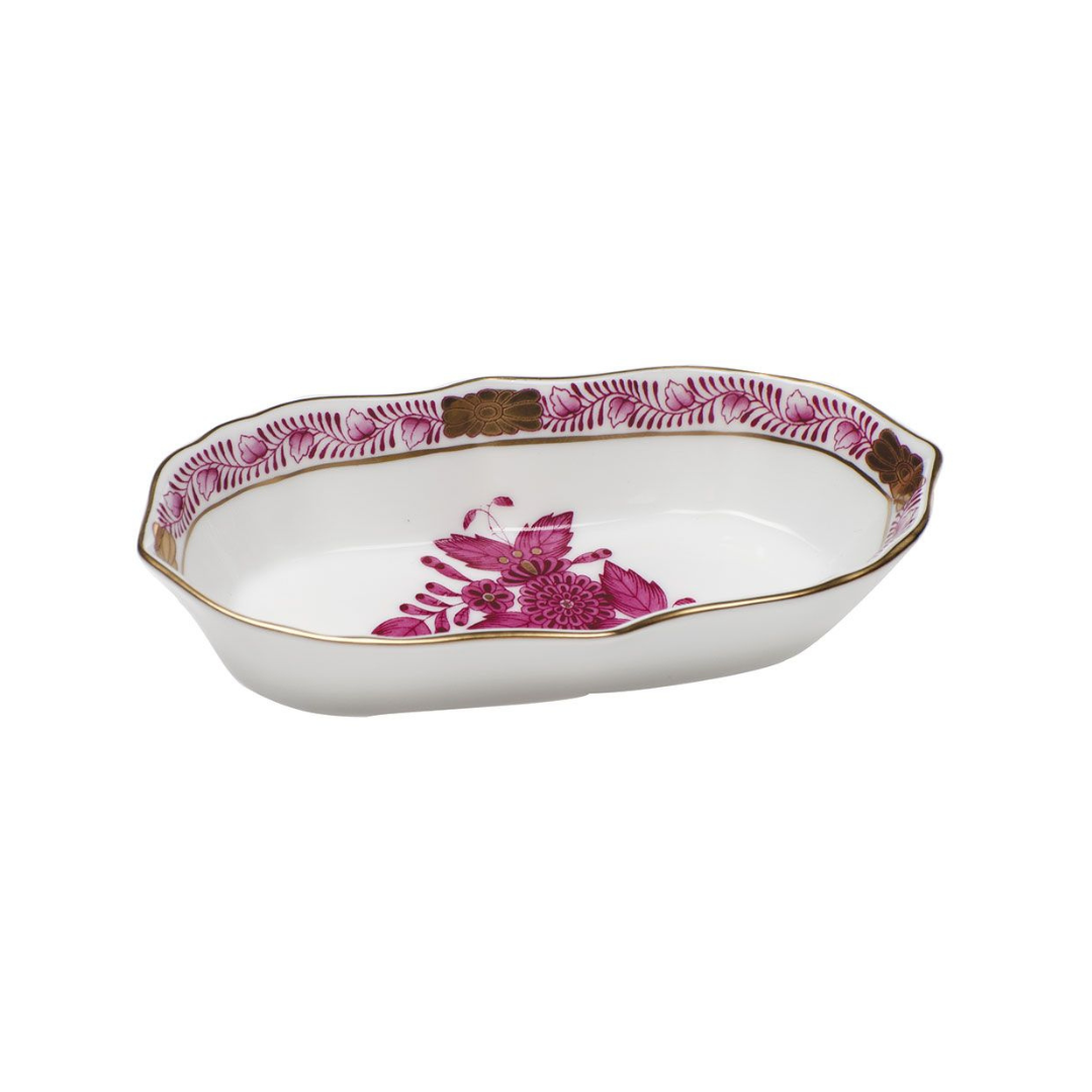 Herend Chinese Bouquet Raspberry Narrow Pin Dish