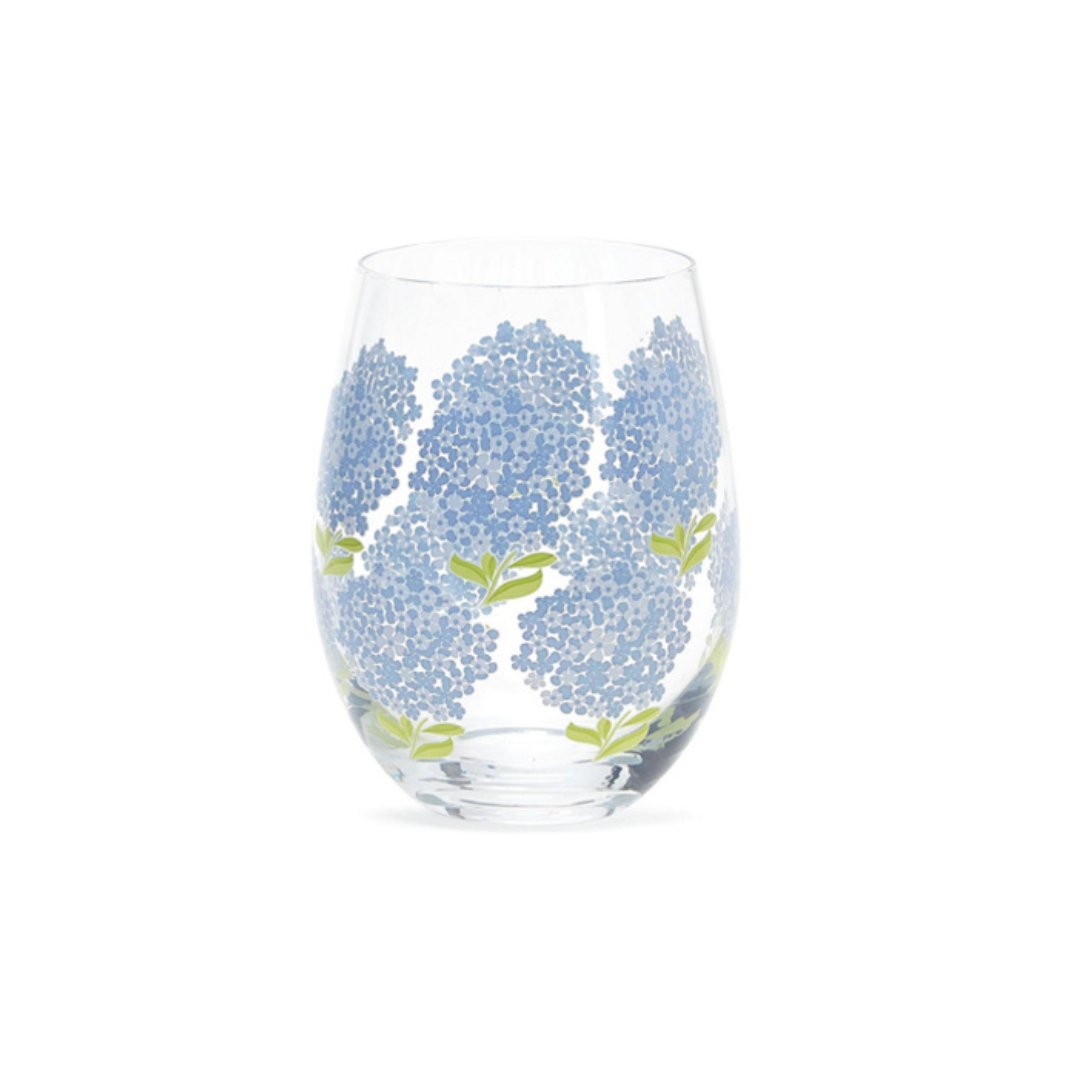 Hydrangea Stemless Wine Glass