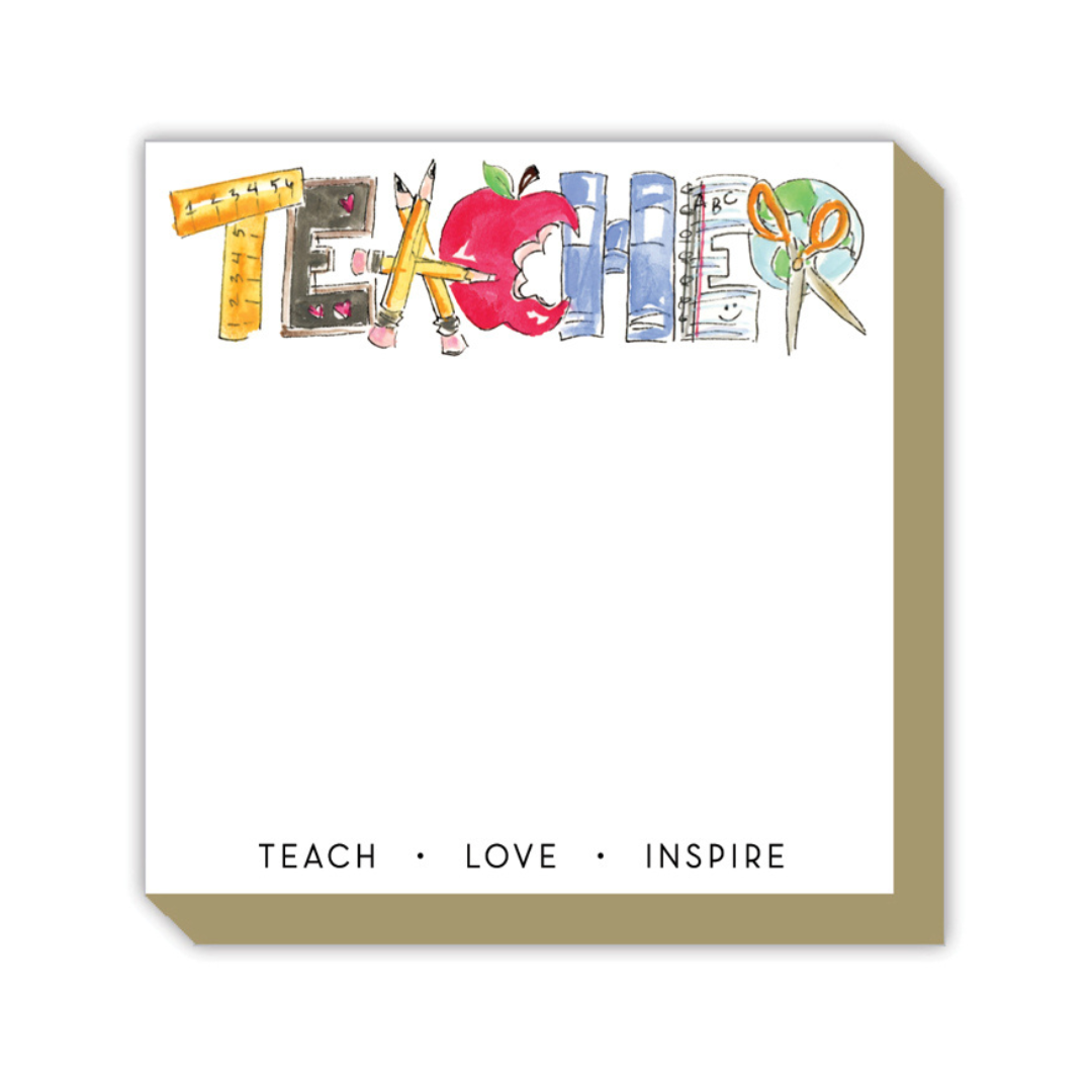 Hand-Painted Teacher Teach Love Inspire Luxe Notepad