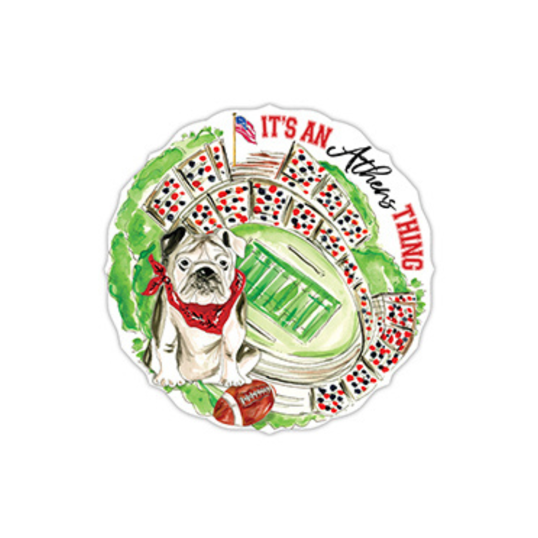 Handpainted It's an Athens Thing Stadium and Bulldog Posh Die-Cut Placemat