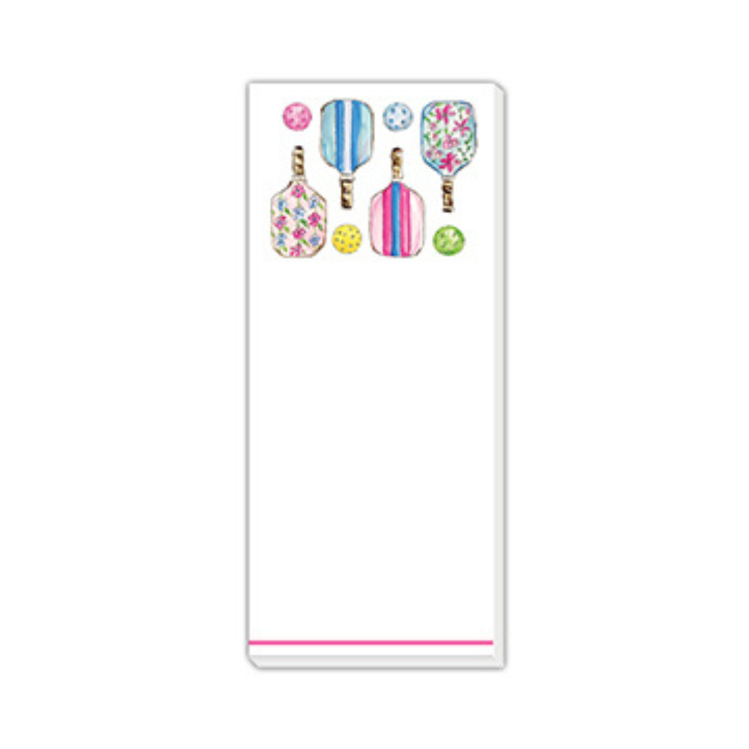 Handpainted Preppy Pickleball Paddles Skinny Notepad
