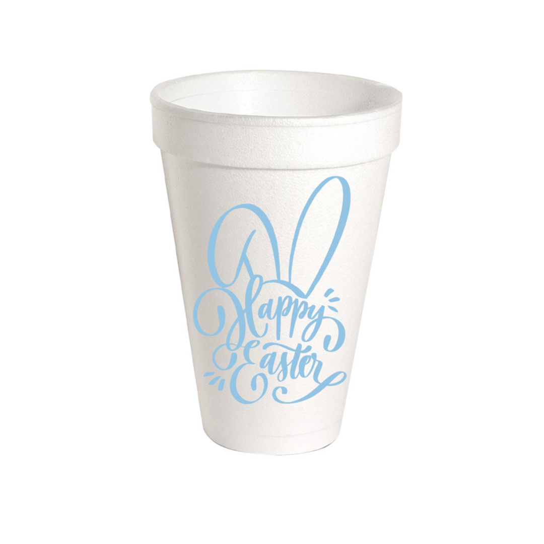 Happy Easter Blue Styrofoam Cups
