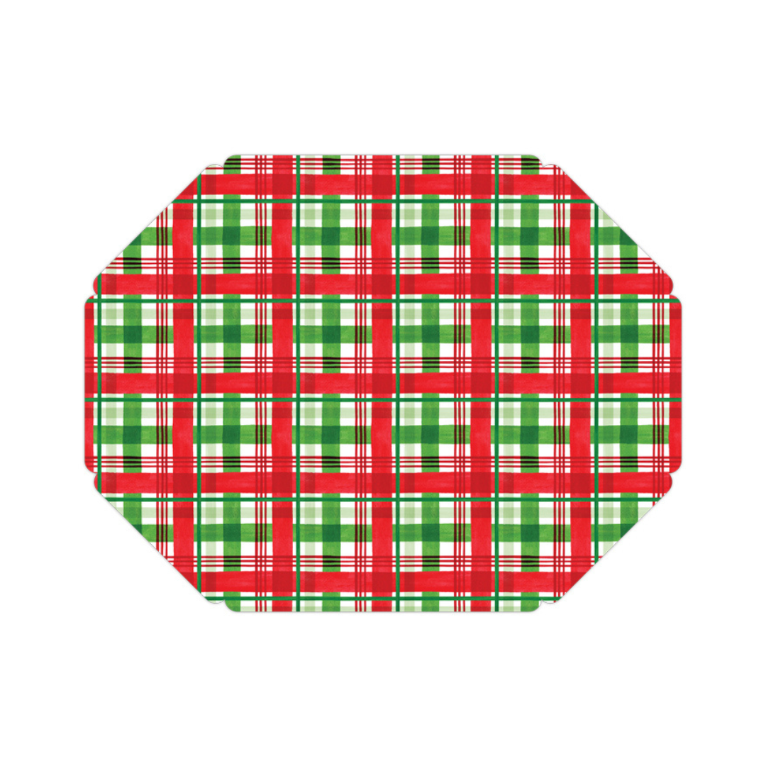 Holiday Green and Red Plaid Posh Die-Cut Placemats