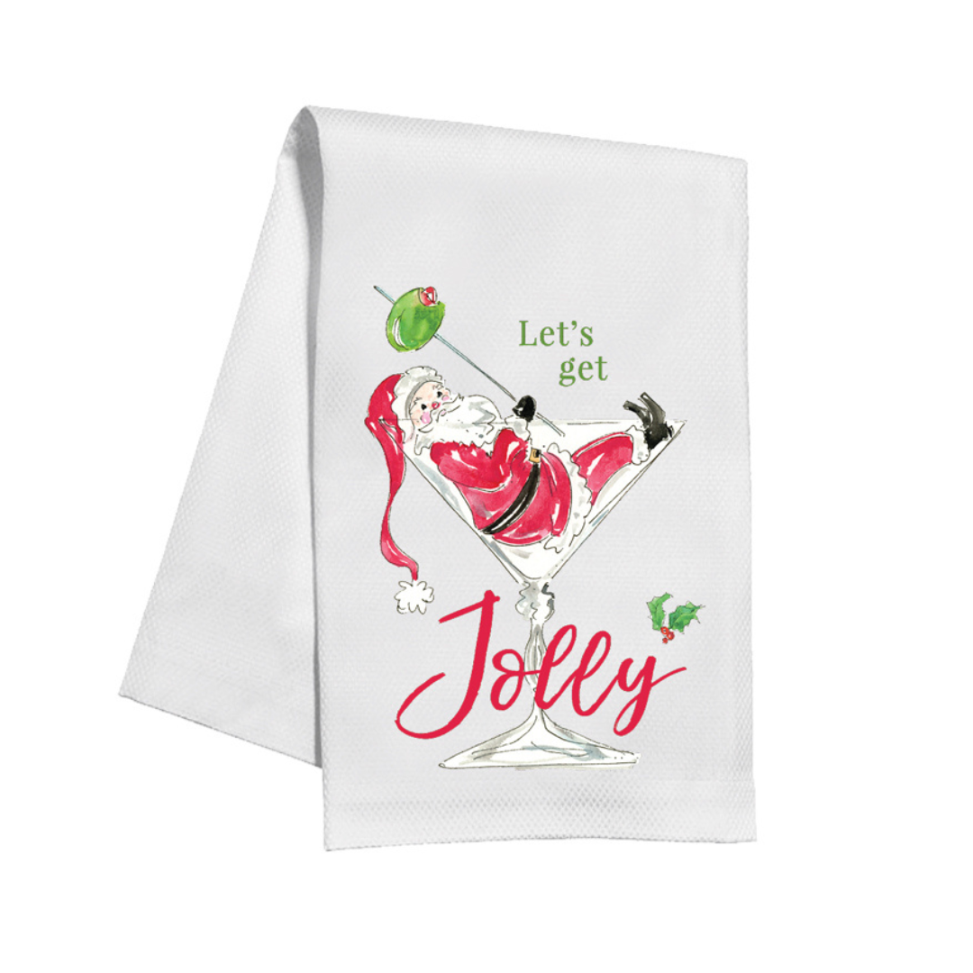 Let's Get Jolly Santa Cocktail Kitchen Towel