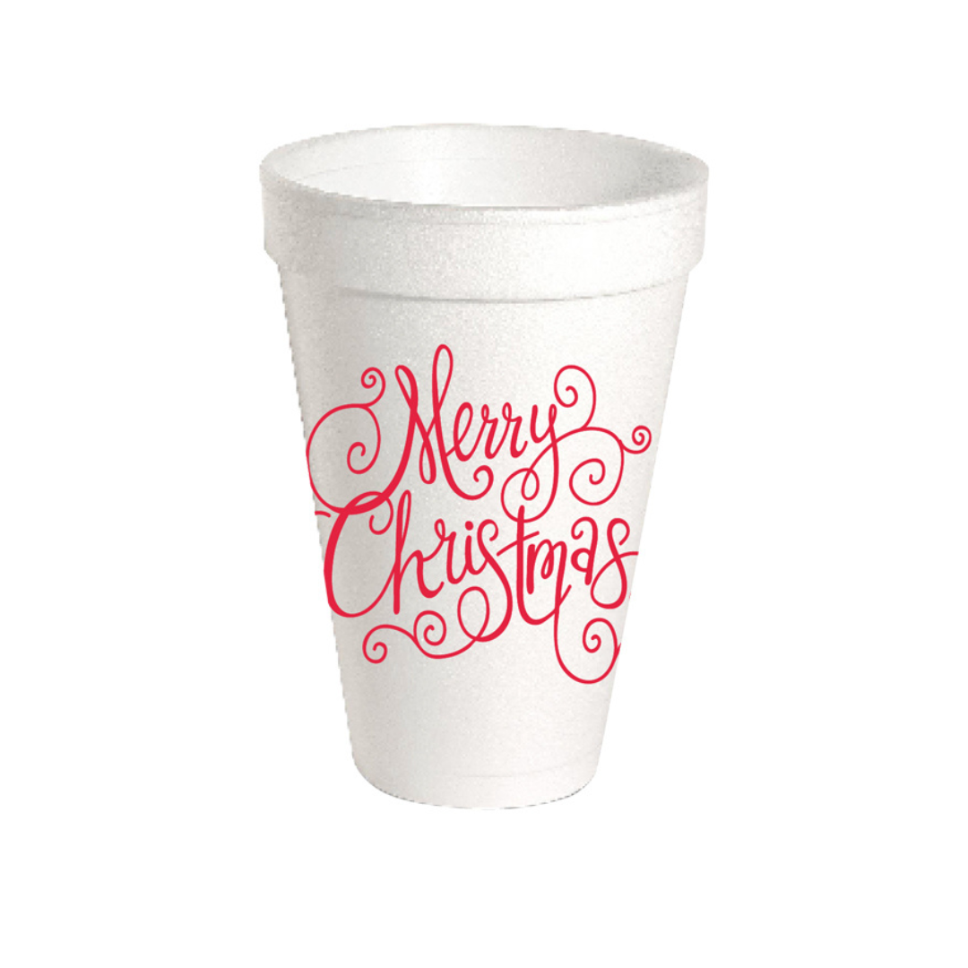 Merry Christmas Styrofoam Cups