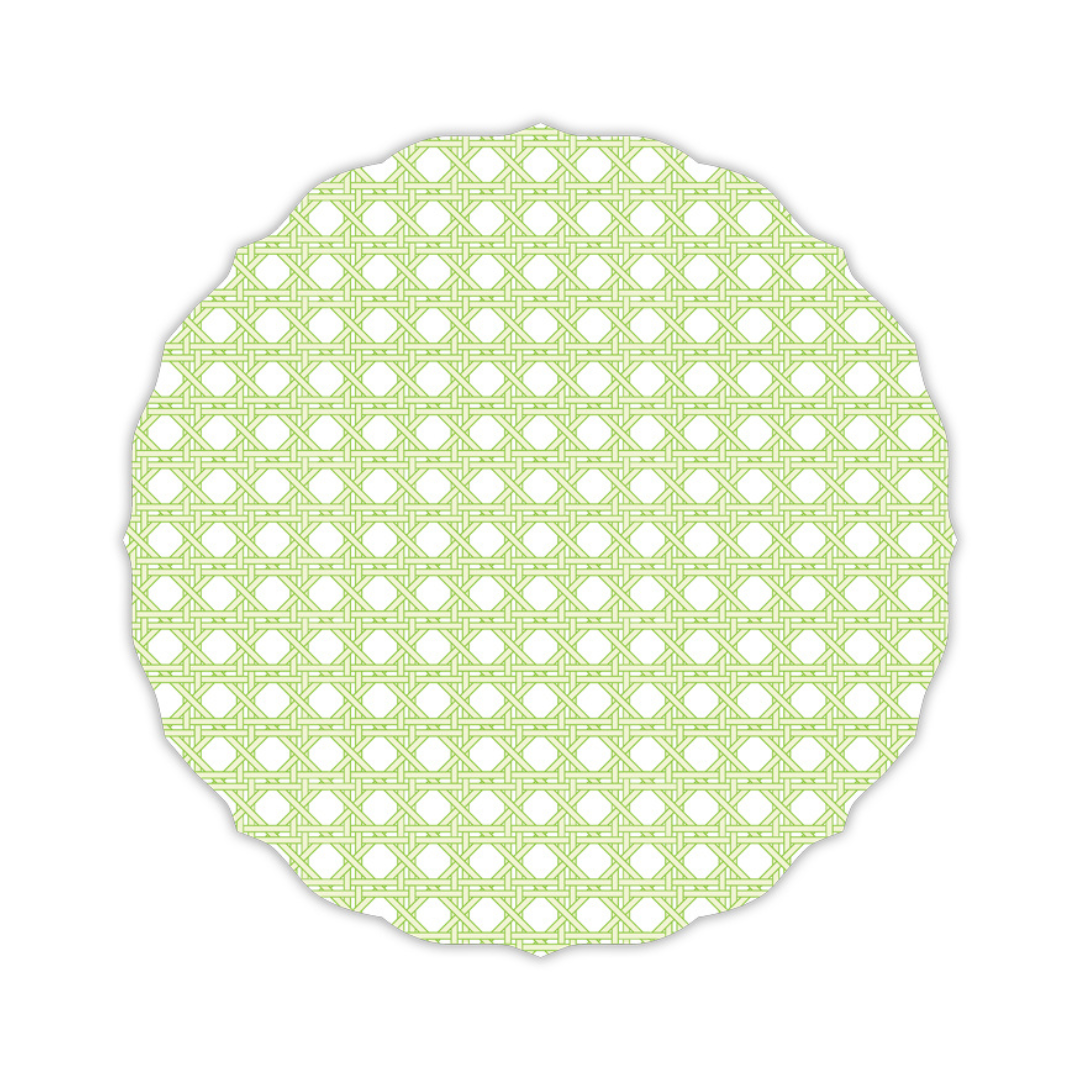 Posh Die Cut Placemat Interlocking Cane Pattern Green (Round)